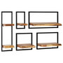 Voir la diapositive 1 : VIDAXL Set d'etageres murales 5 pcs Bois d'acacia massif et acier