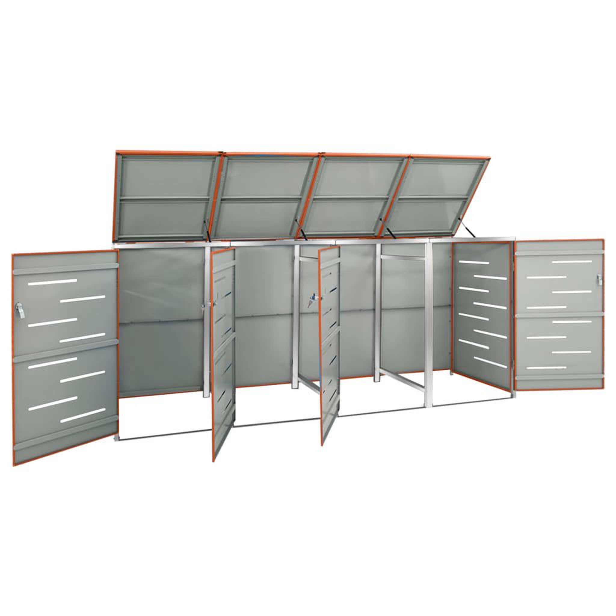 Voir la diapositive 3 : VIDAXL Abri pour quatre poubelles 276,5x77,5x112,5 cm Inox