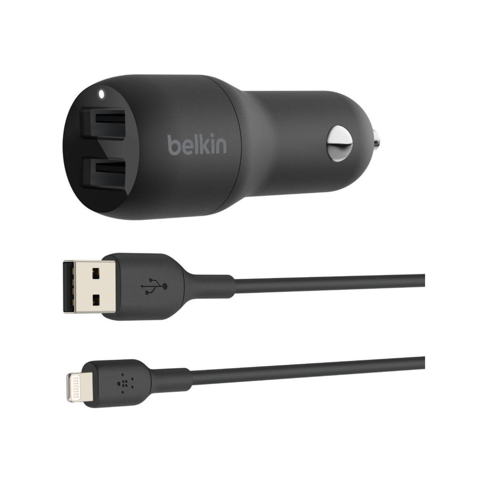 Belkin Chargeur 24w 2xusb-a/lightning 1m noir