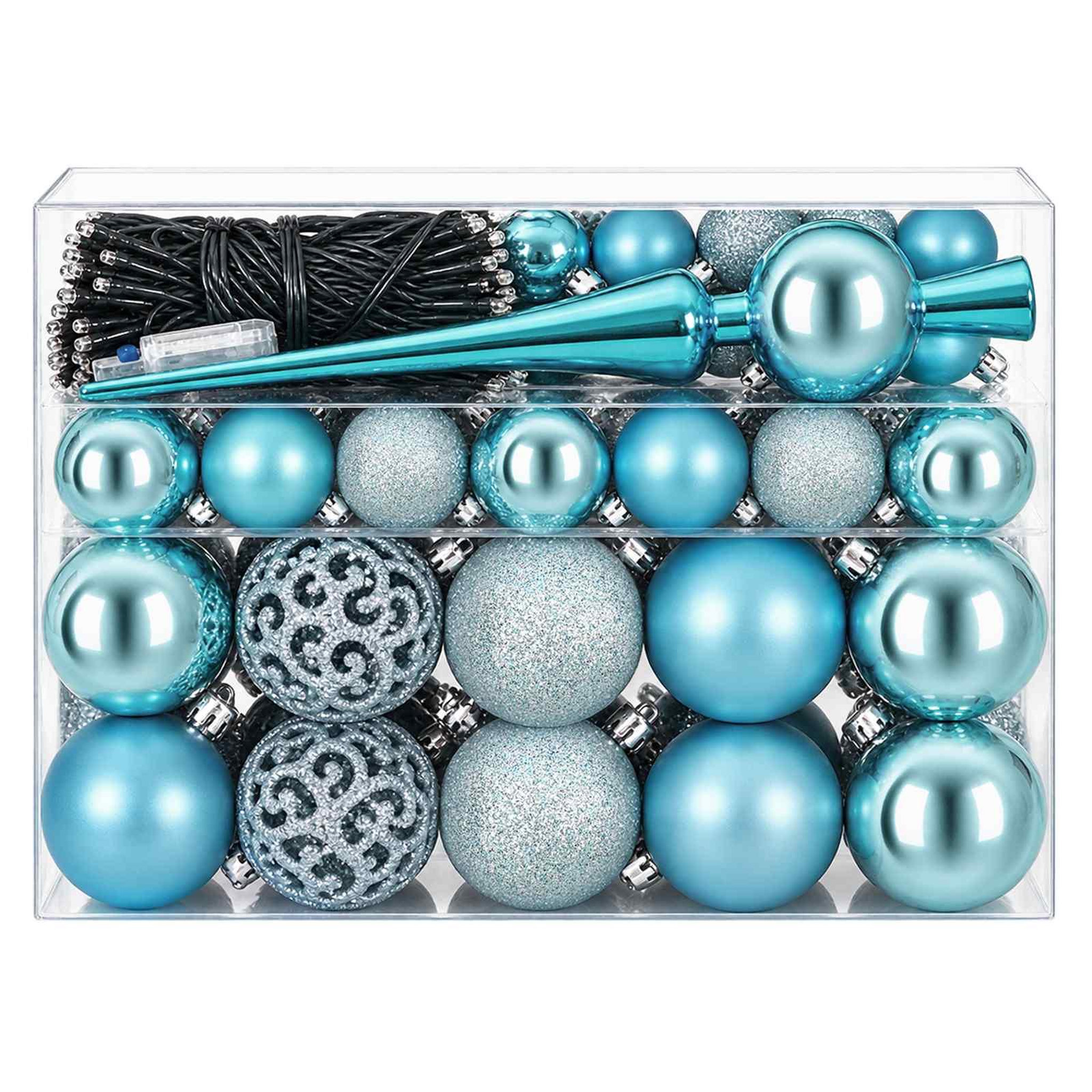 Voir la diapositive 5 : VIDAXL Ensemble de Boules de Noël 61 pc Turquoise Diam. 6 cm Plastique