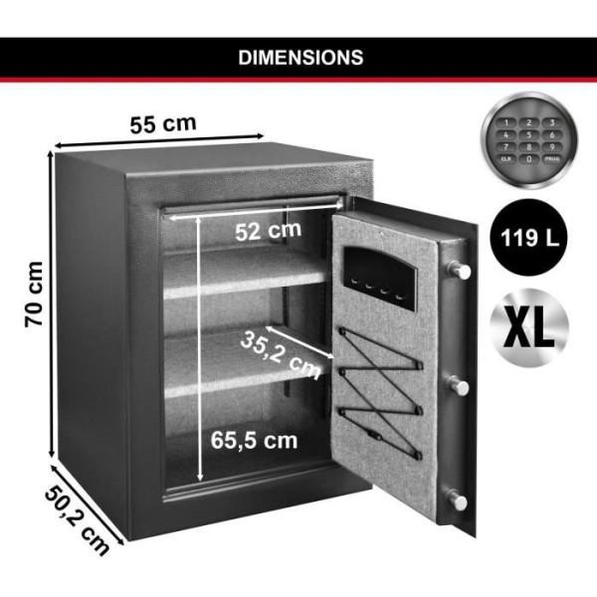 Voir la diapositive 4 : Master lock Coffre-fort haute sécurité a combinaison électronique xl 119 litres - master lock t8-331ml