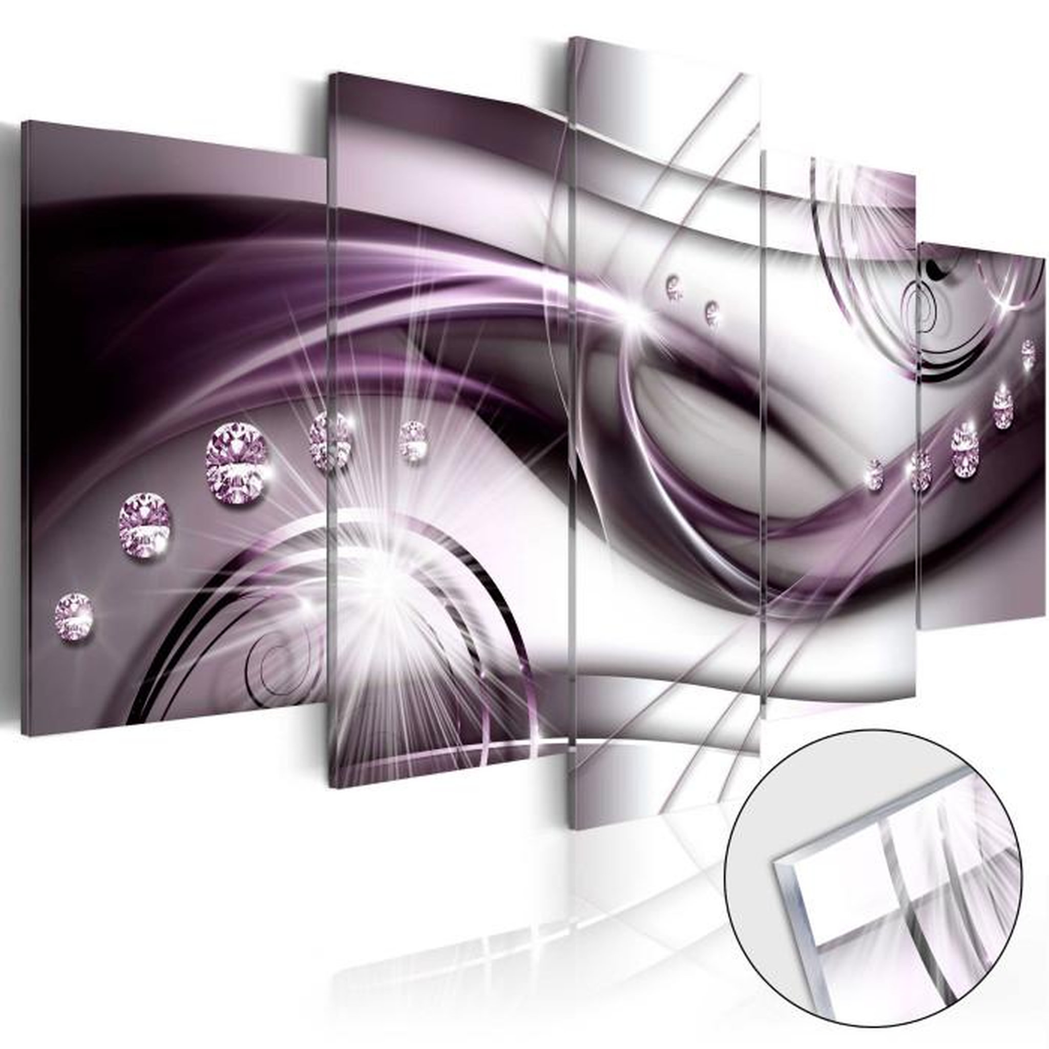 Paris Prix Tableau sur Verre Acrylique  Violet Glow. Coloris disponibles : Multicolore