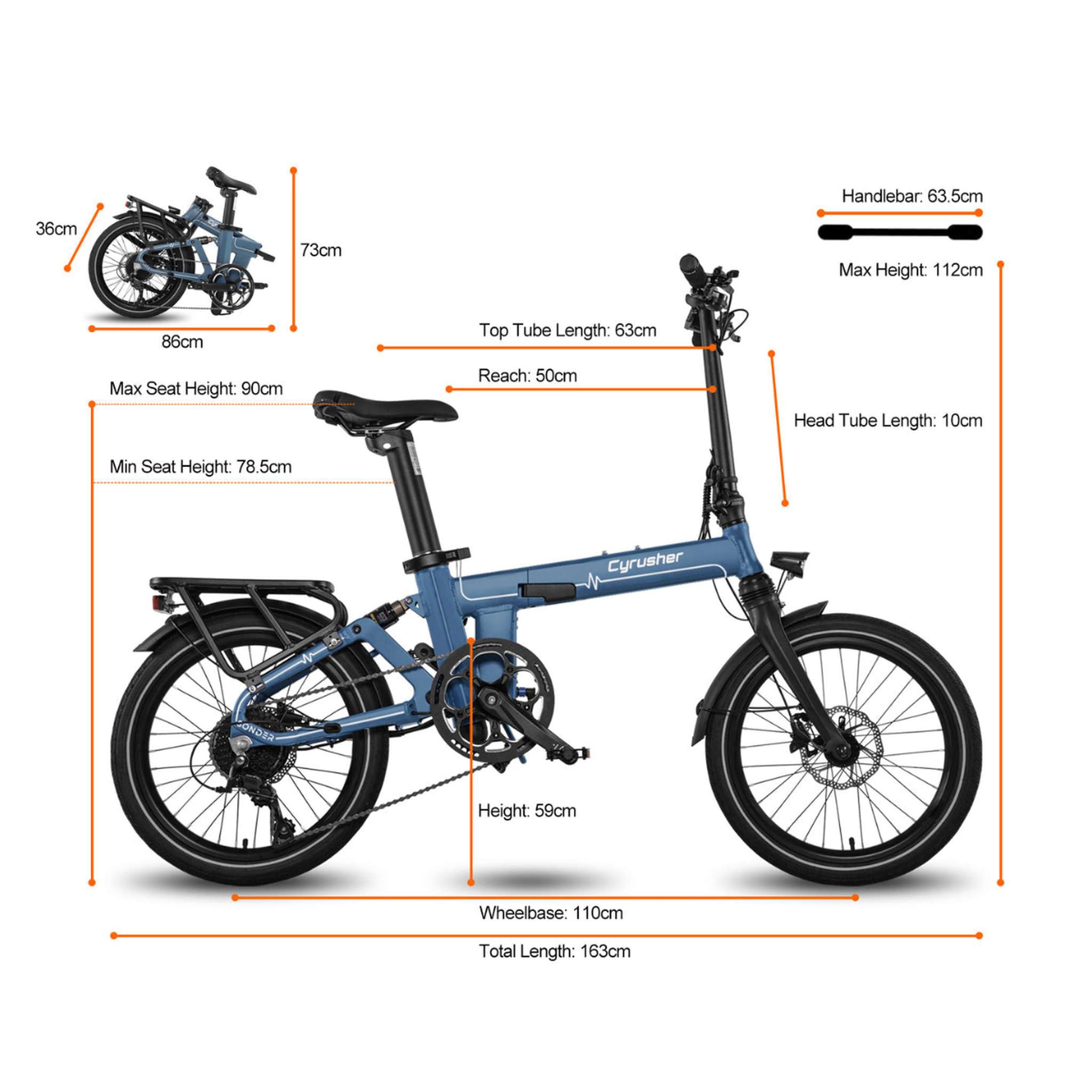 Voir la diapositive 2 : CYRUSHER Vélo électrique pliable Cyrusher Sonder