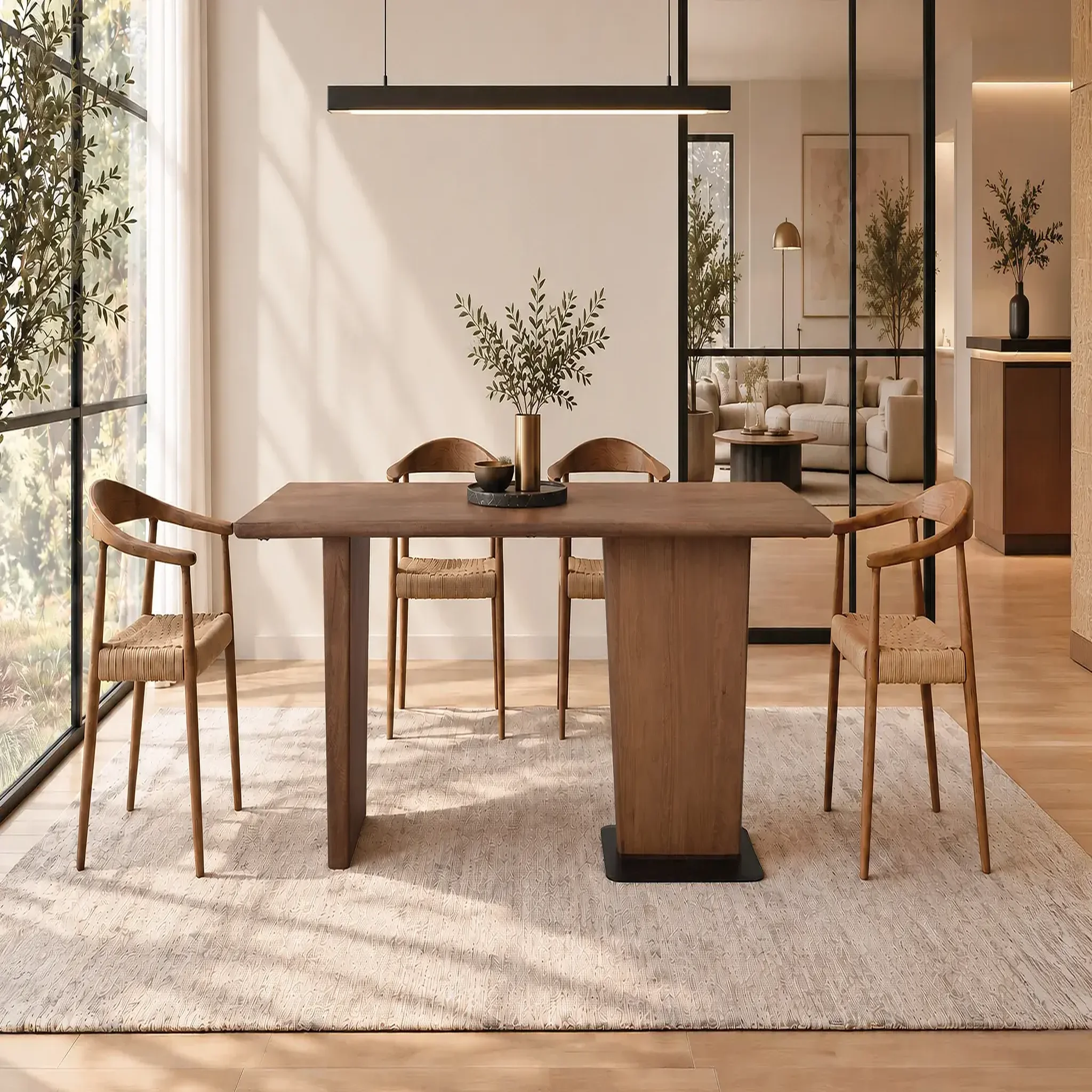 Voir la diapositive 2 : GINER Y COLOMER SL Table de salle à manger en bois de manguier 200 cm style scandinave japandi