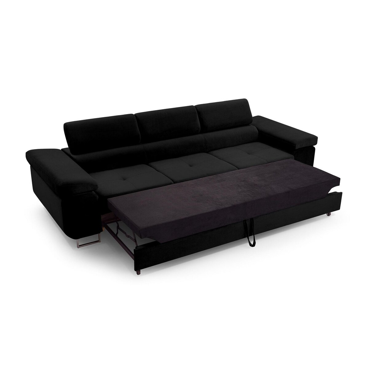 BEST MOBILIER Pablo - canapé 3 places - convertible avec têtières réglables - en velours