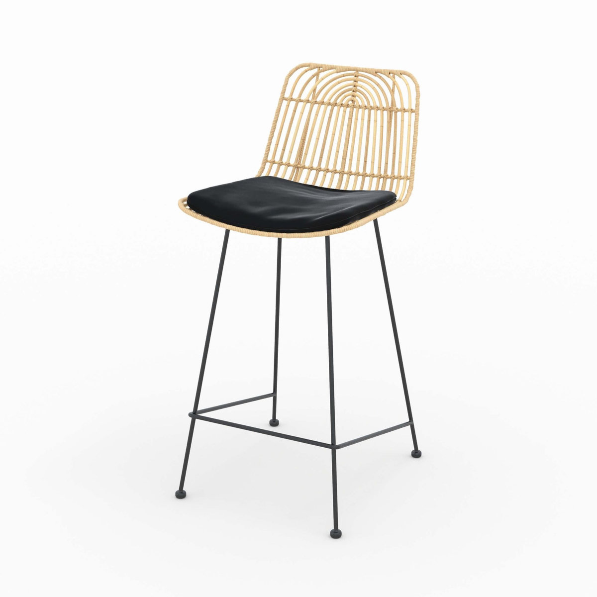 Rendez vous déco Lot de 2 chaises pour îlot central 66 cm en rotin et noir-Goa