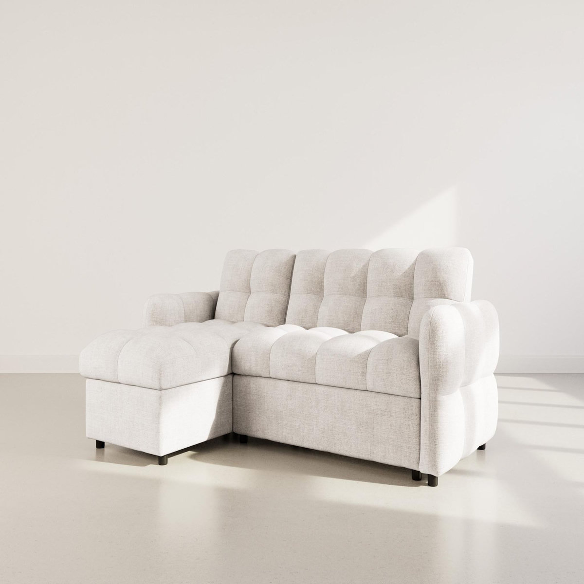 BEST MOBILIER Octave - canapé d'angle réversible 4 places convertible avec coffre en velours texturé