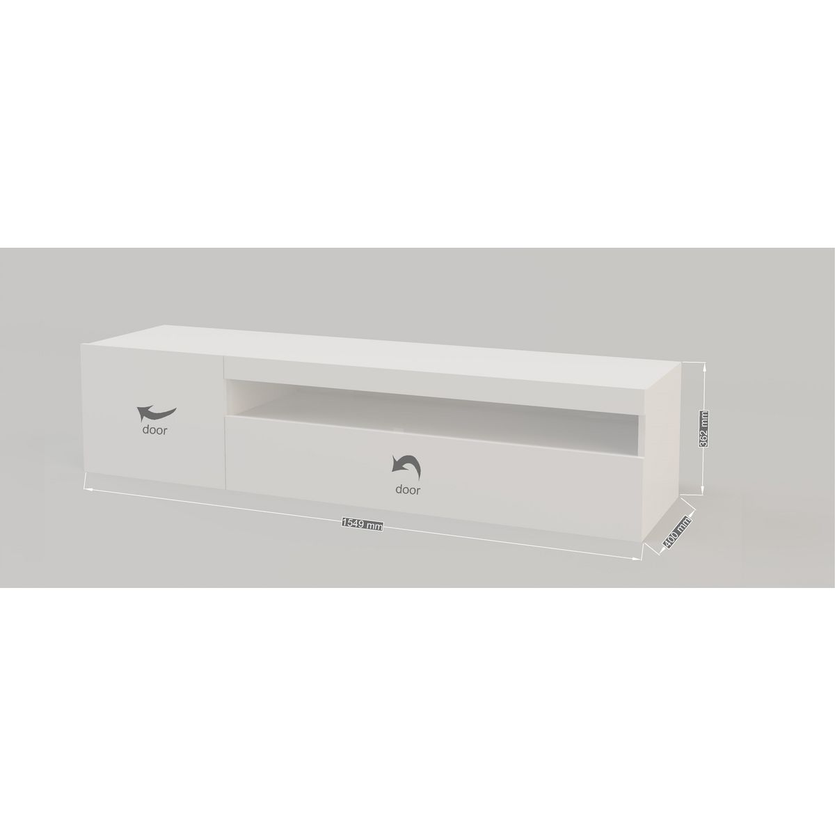 Meuble TV 150cm 2 portes 1 niche TECHNO