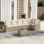 VIDAXL Salon de jardin avec coussins 7 pcs beige resine tressee