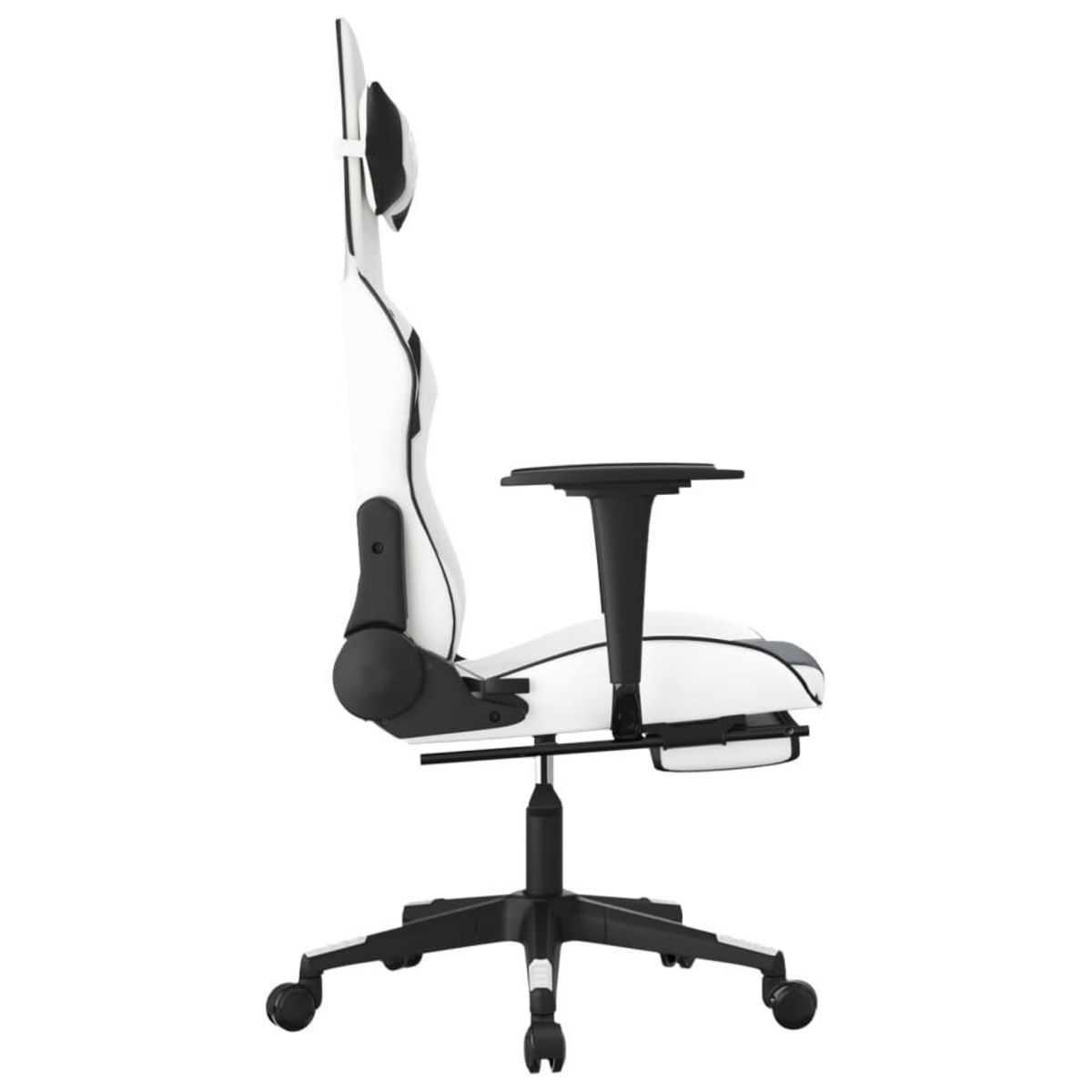 VIDAXL Chaise de jeu avec repose-pied Blanc et noir Similicuir