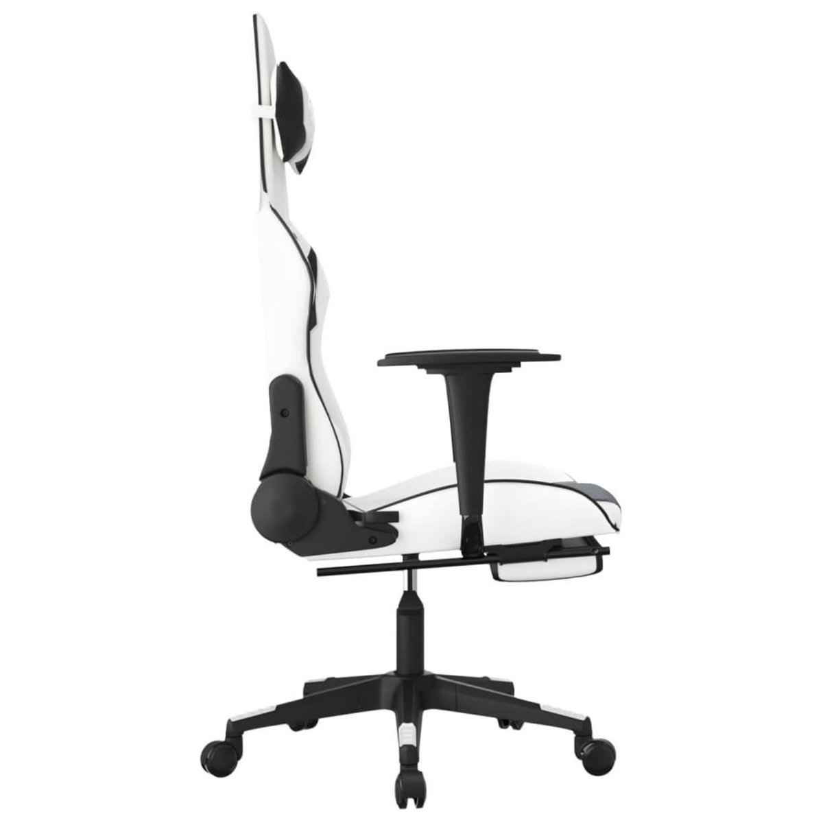 VIDAXL Chaise de jeu avec repose-pied Blanc et noir Similicuir