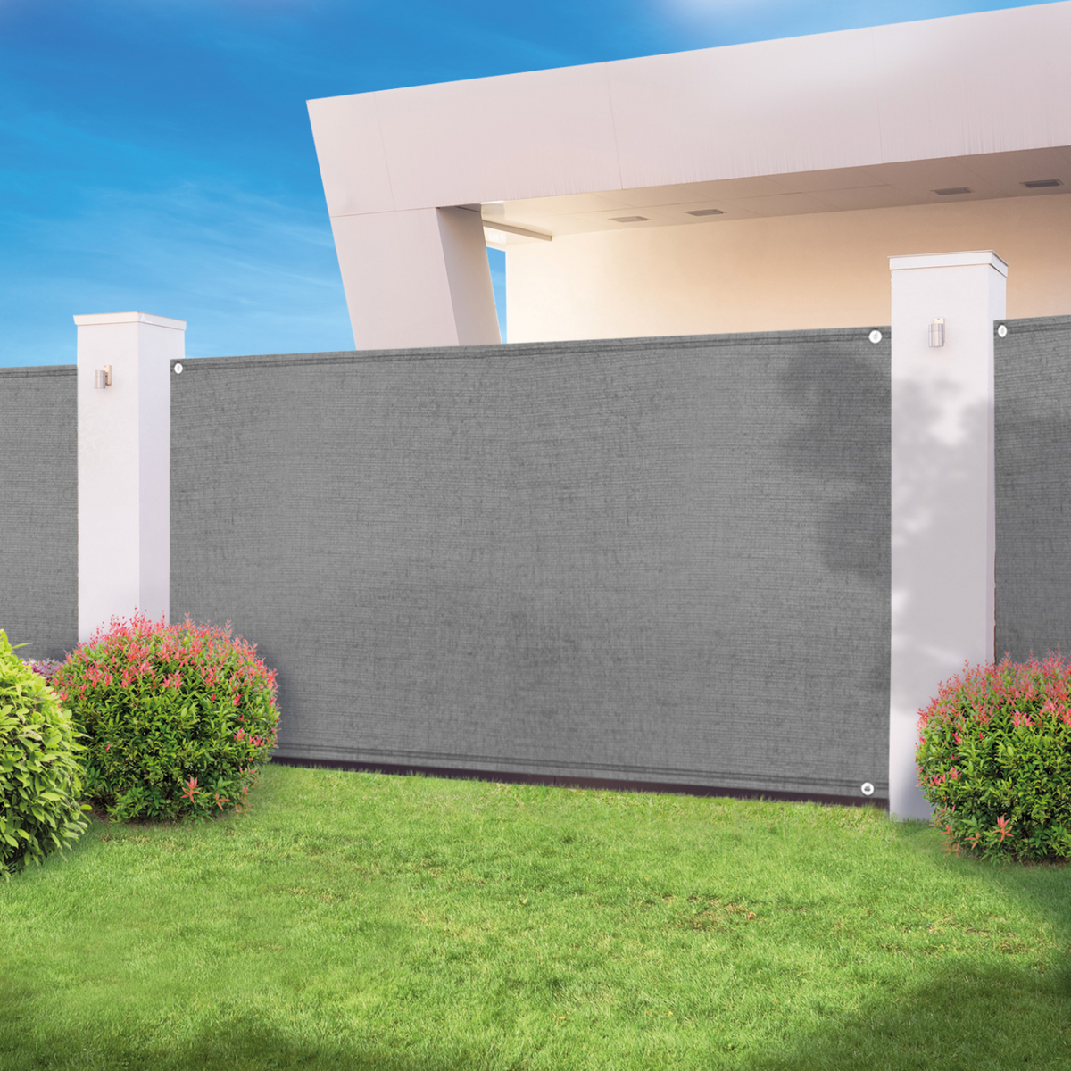 ID MARKET Brise vue haute densité 1,8 x 10 M gris clair 300 gr/m² qualité PRO