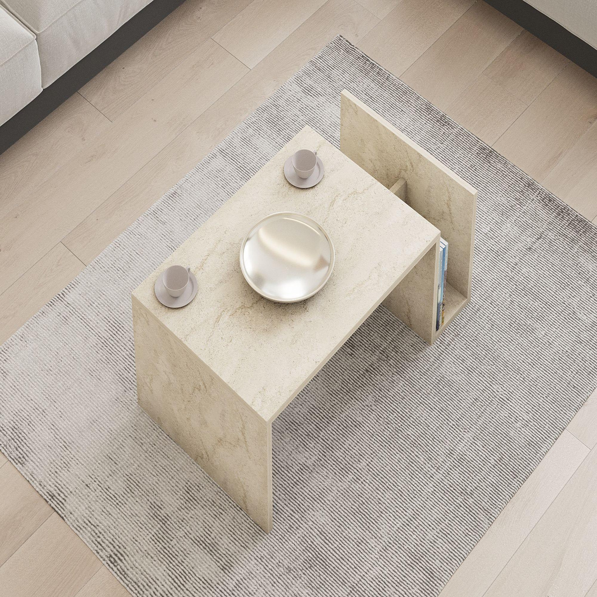Voir la diapositive 4 : Habitat et Jardin Table basse en bois  memo  - 86 x 50 x 32 cm - travertin