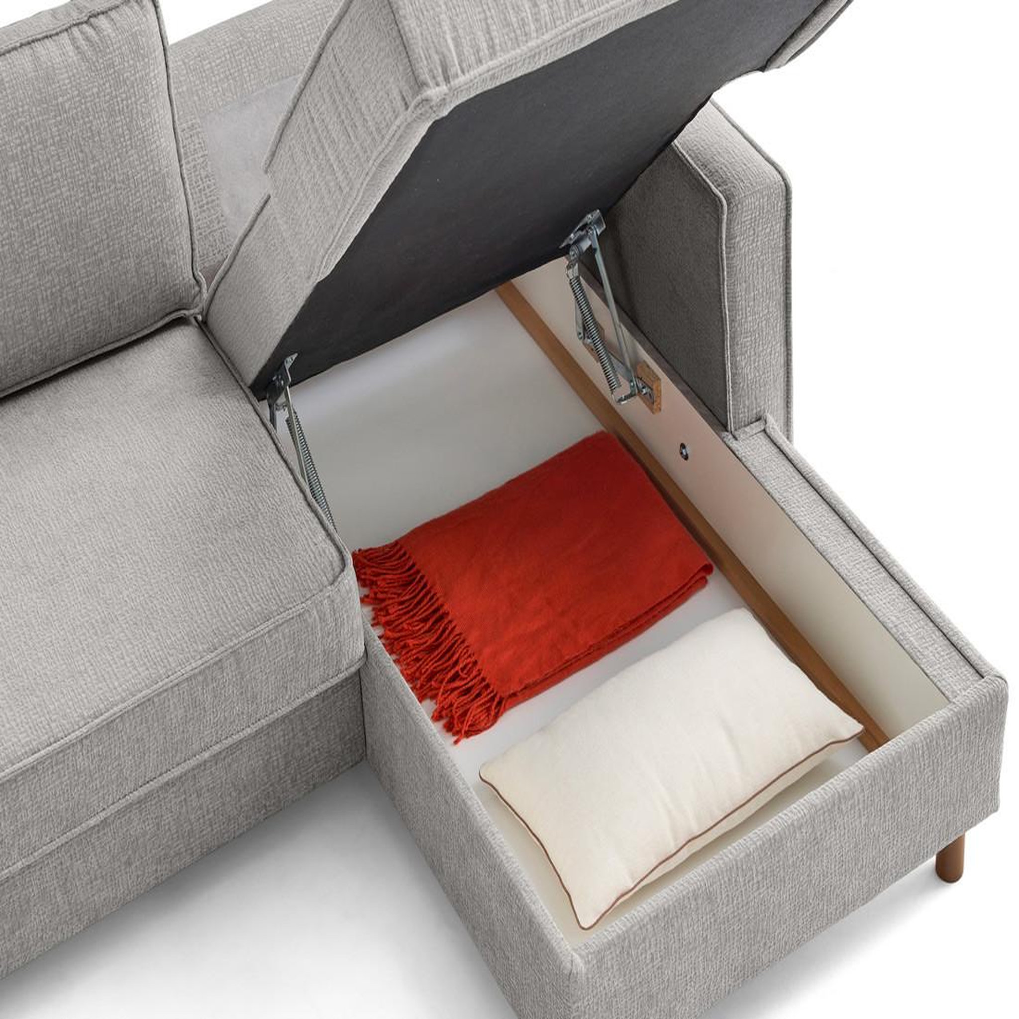Voir la diapositive 3 : LISA DESIGN Jake - canapé d'angle droit 4 places convertible avec coffre en tissu velours relief