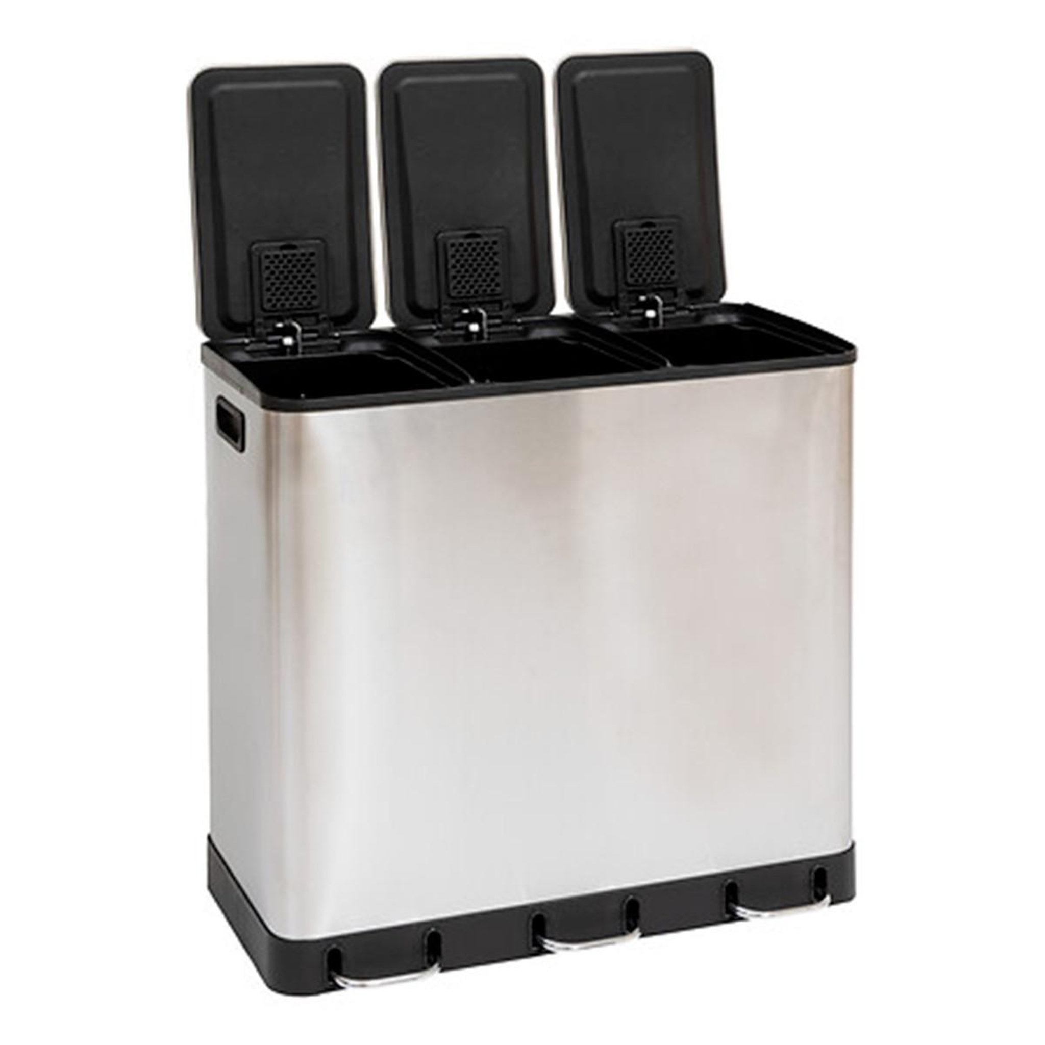 Voir la diapositive 2 : FIVE Poubelle de tri 3 bacs en métal  ariane  18l argent