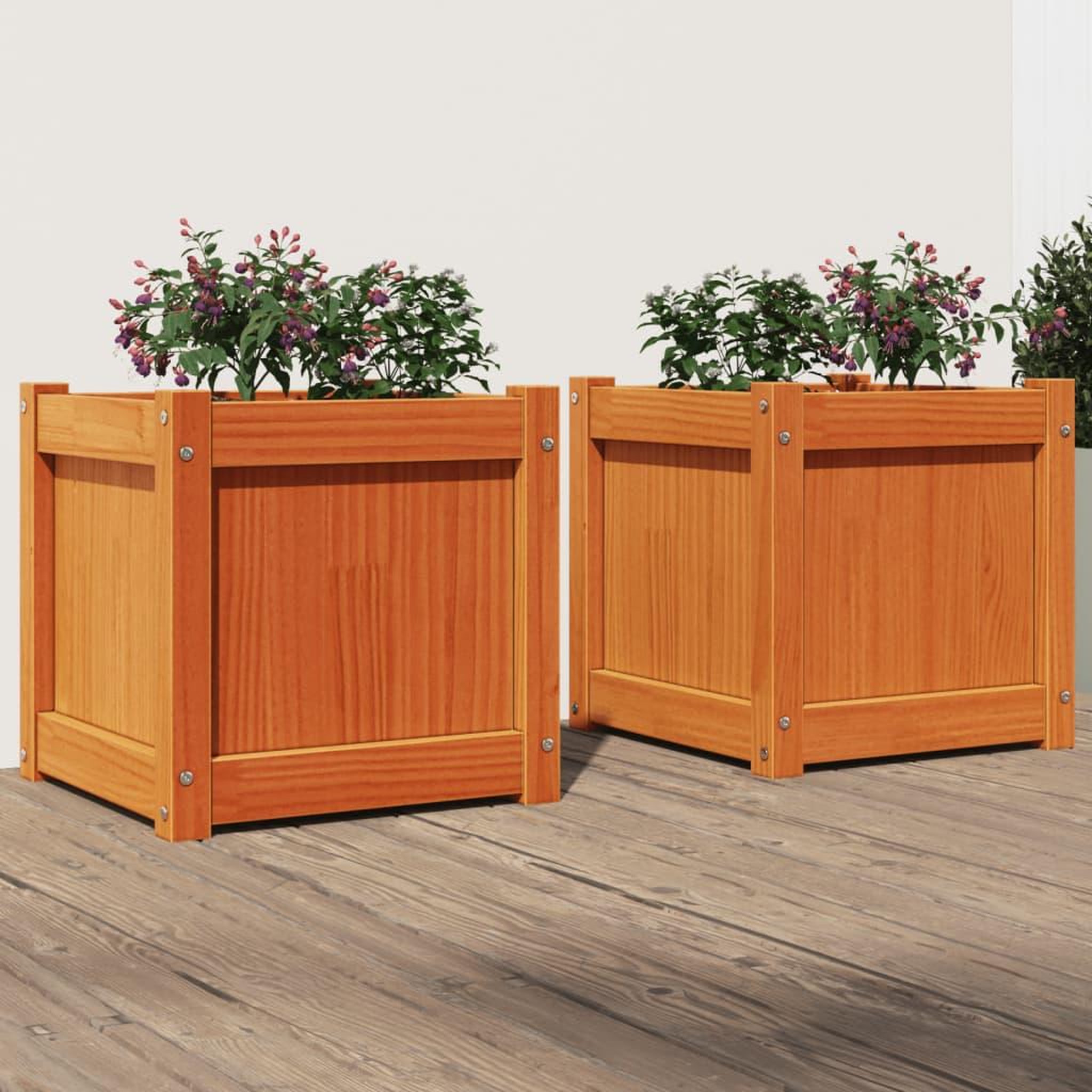 VIDAXL Jardinieres 2 pcs cire marron bois de pin massif