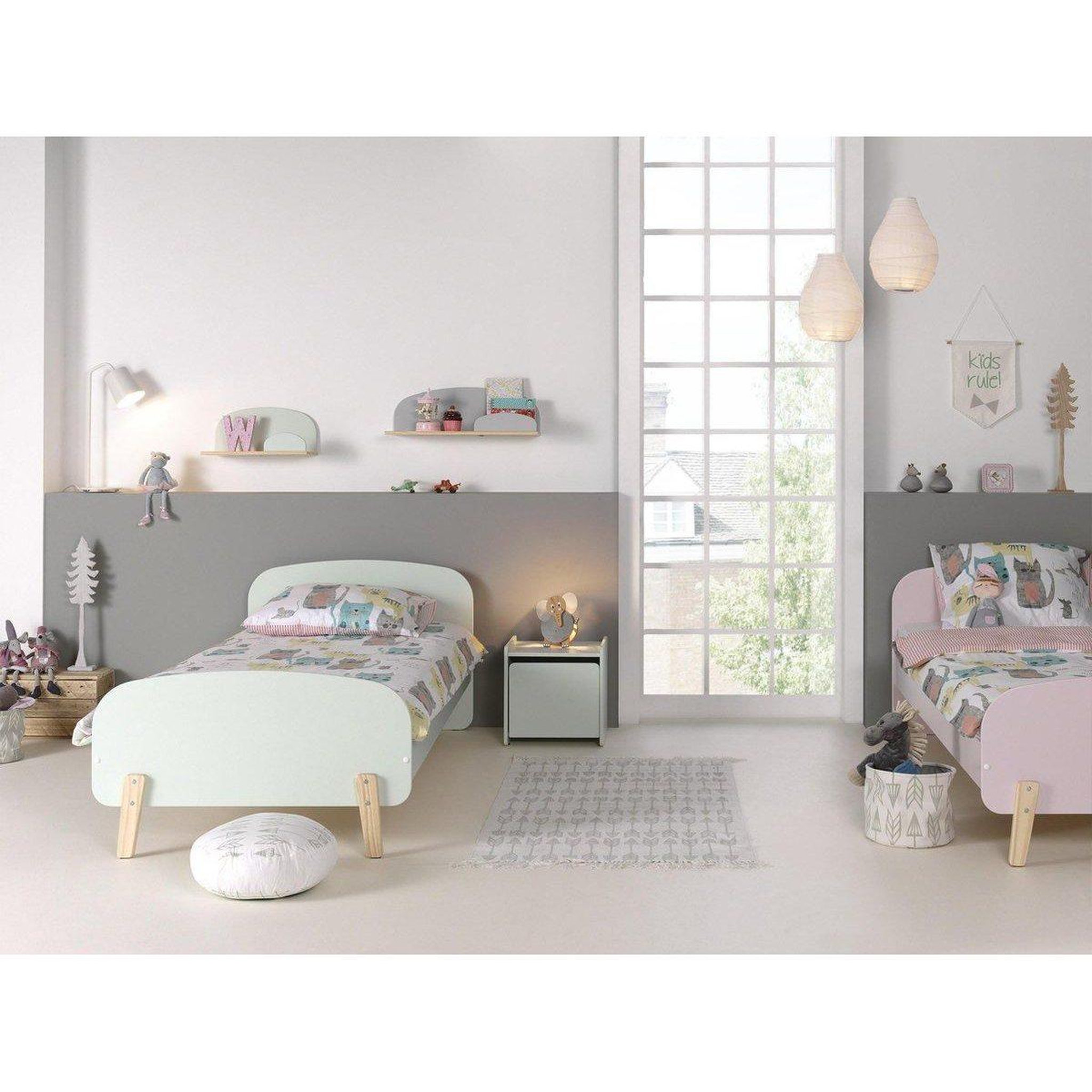 Voir la diapositive 3 : Paris Prix Lit enfant  kiddy  90x200cm vert menthe & naturel