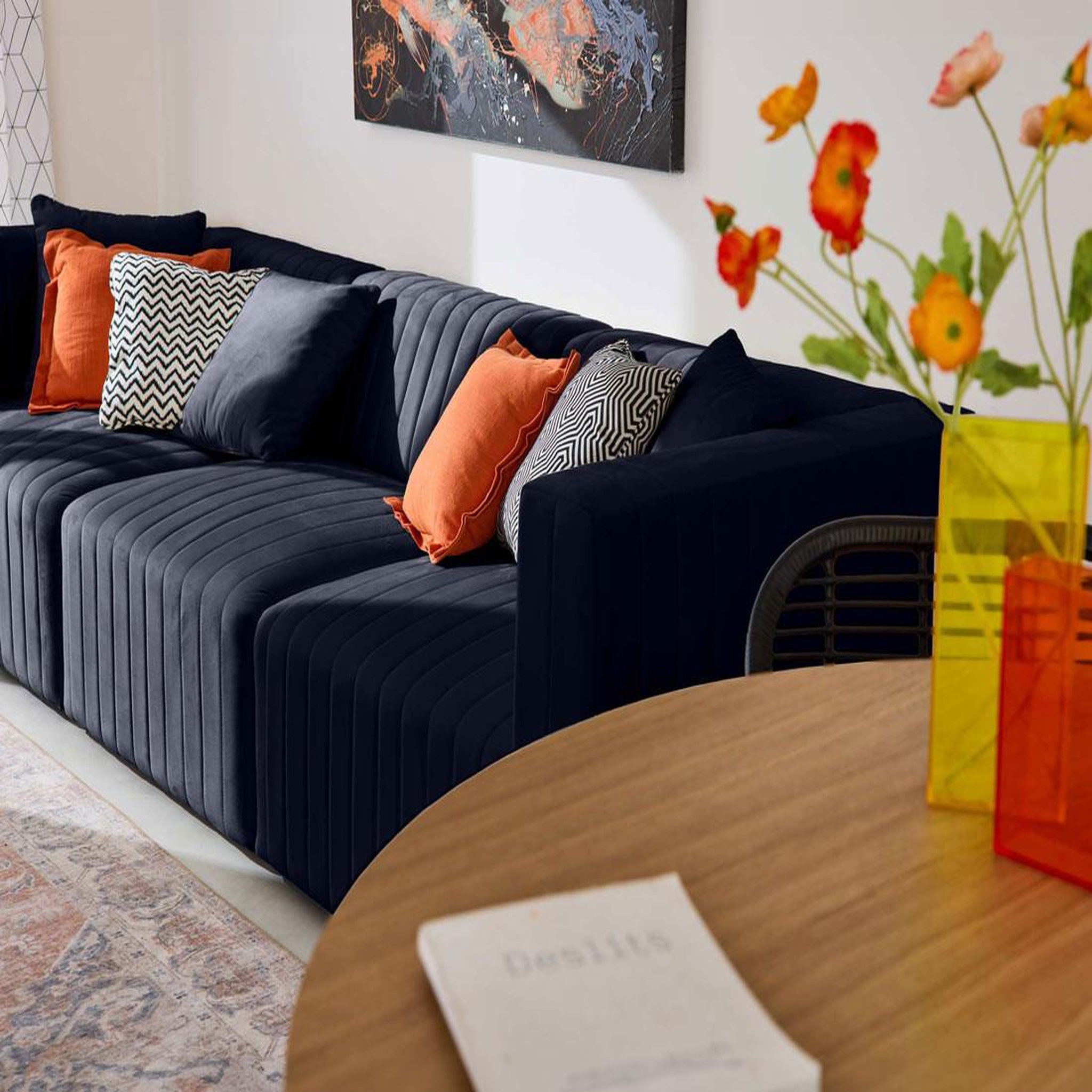 Voir la diapositive 3 : BEST MOBILIER Nova - canapé modulable 3 places - en velours