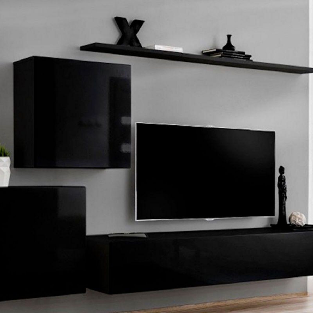 Paris Prix Meuble TV Mural Design  Switch V  250cm Noir