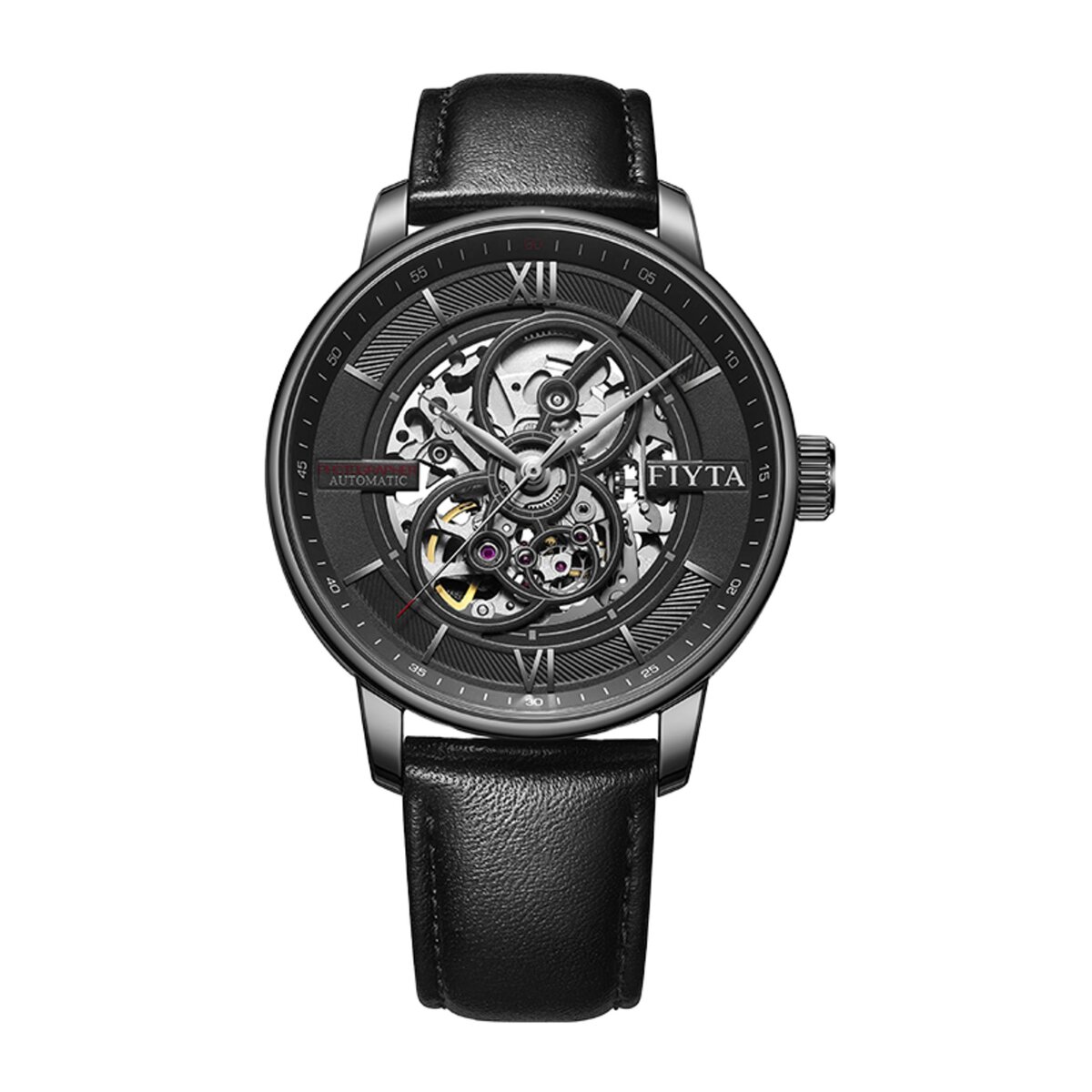 Montre Automatique Fiyta Photographer Squelette Homme Cuir Noir