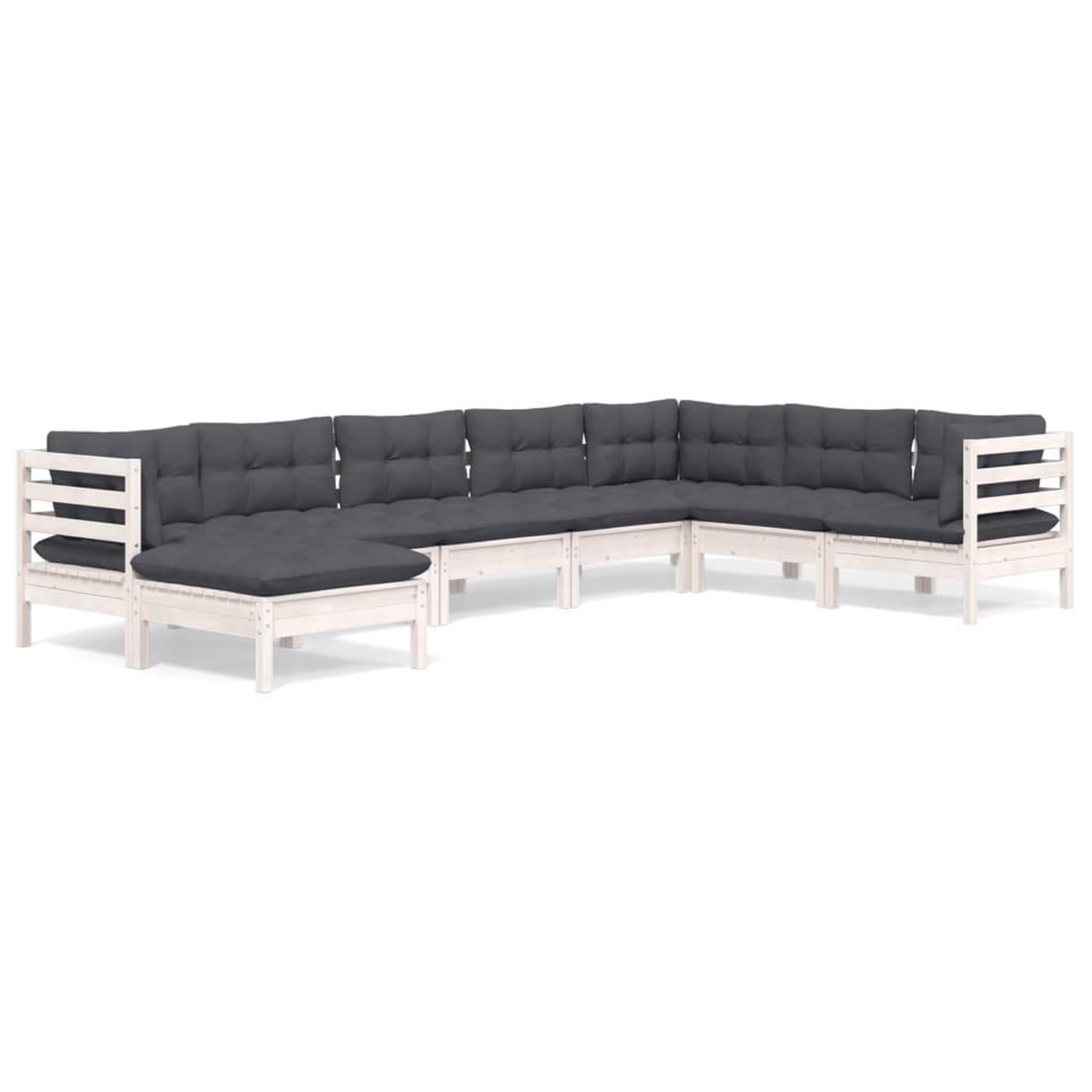 Voir la diapositive 2 : VIDAXL Salon de jardin 8 pcs avec coussins blanc bois de pin massif