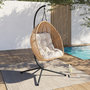 Voir la diapositive 2 : ID MARKET Fauteuil lune suspendu ajouré effet rotin avec coussin écru