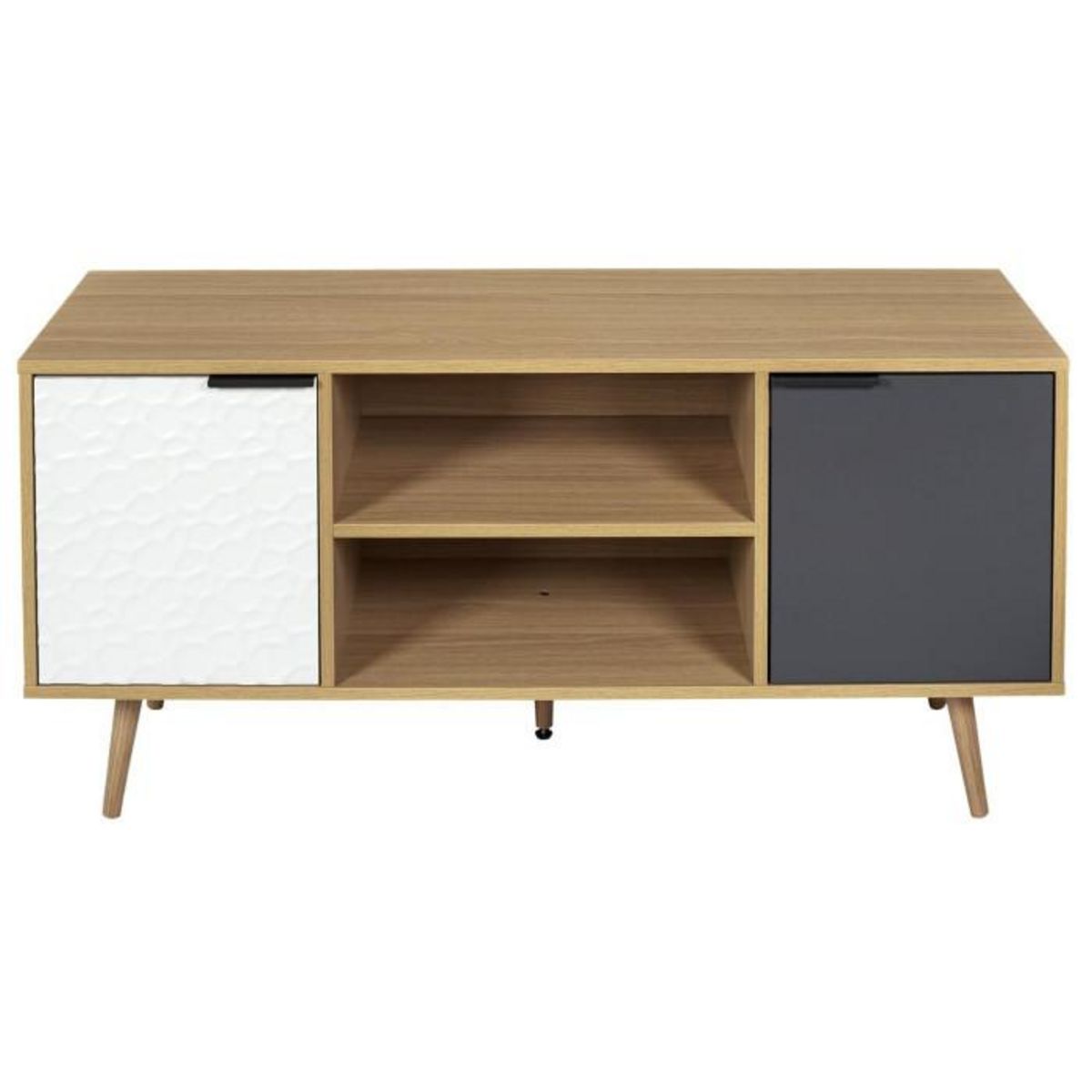 Paris Prix Meuble TV 2 Portes & 2 Niveaux  Agglo  120cm Naturel