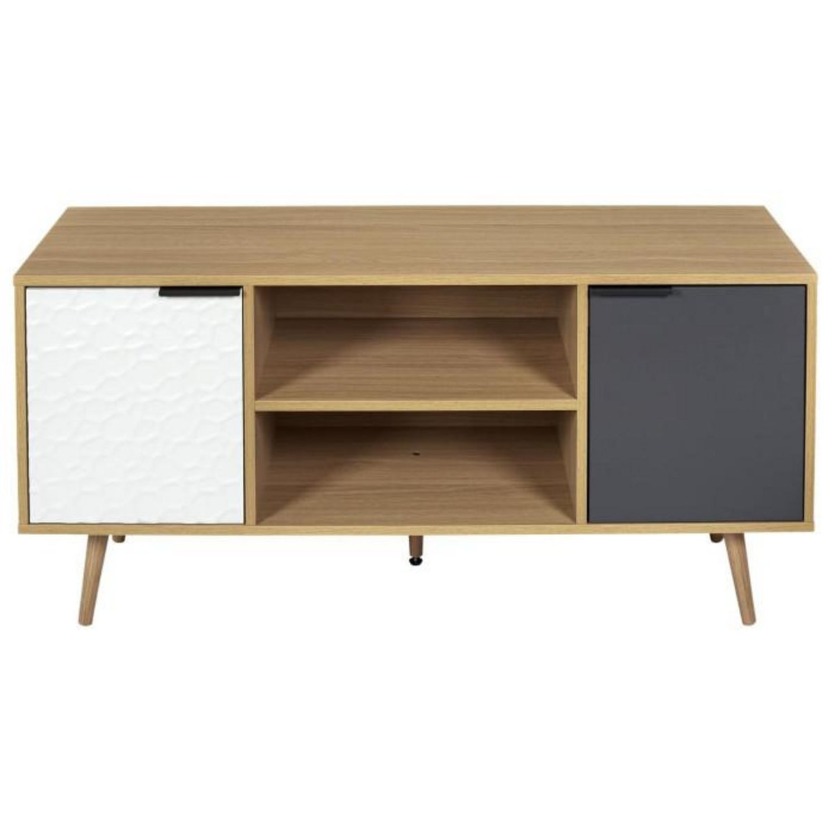 Paris Prix Meuble TV 2 Portes & 2 Niveaux  Agglo  120cm Naturel