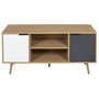 Voir la diapositive 3 : Paris Prix Meuble TV 2 Portes & 2 Niveaux  Agglo  120cm Naturel