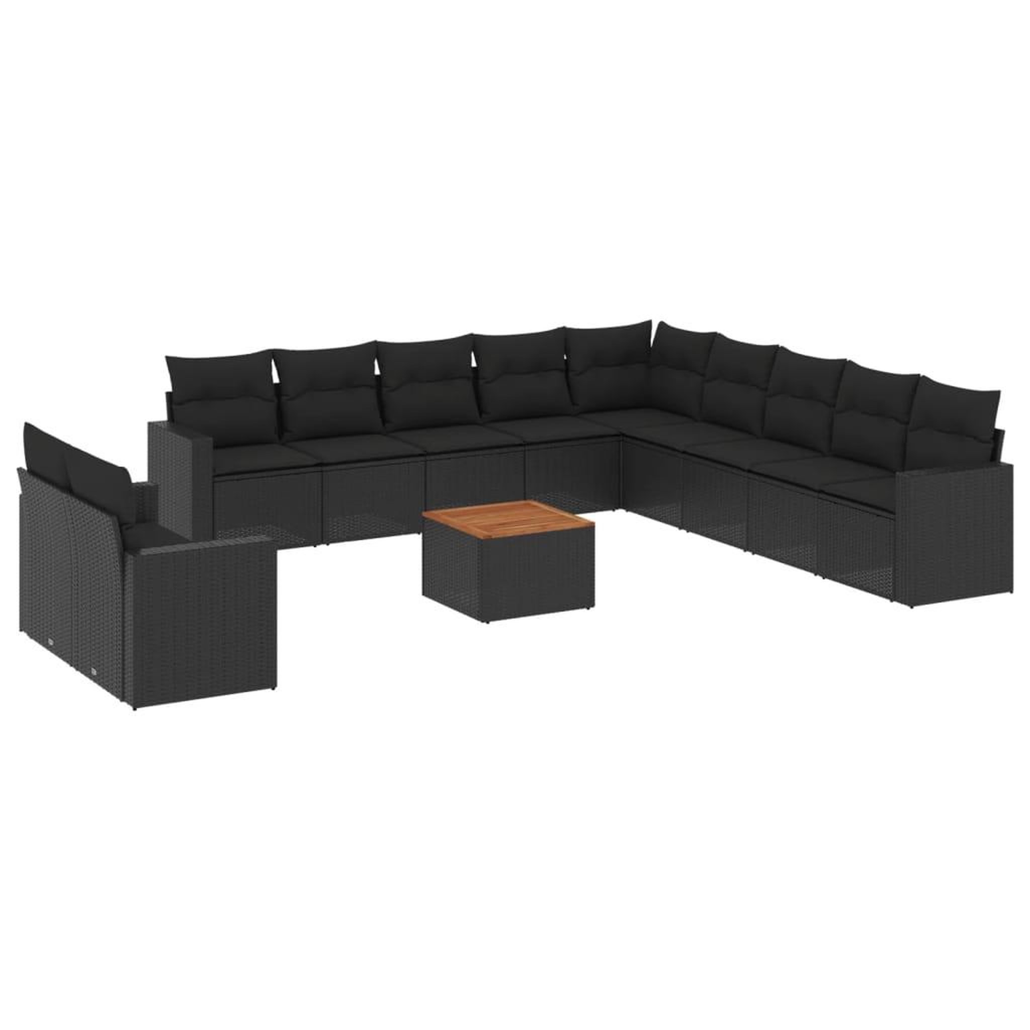 Voir la diapositive 2 : VIDAXL Salon de jardin 12 pcs avec coussins noir resine tressee