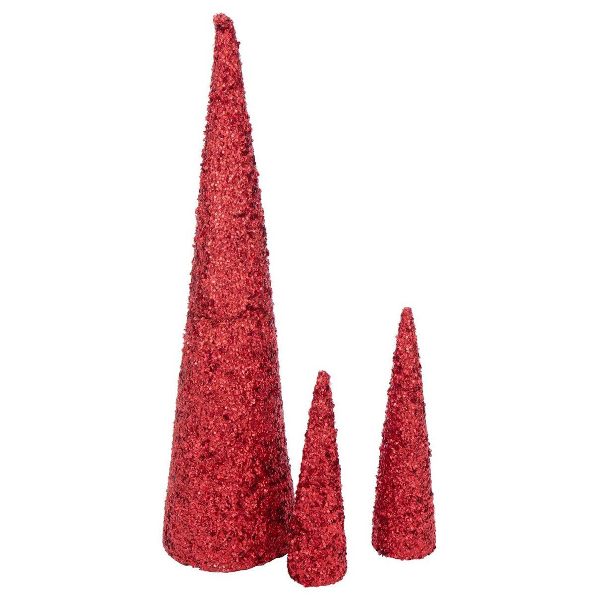 Paris Prix Déco Cône de Noël  Sequins  120cm Rouge