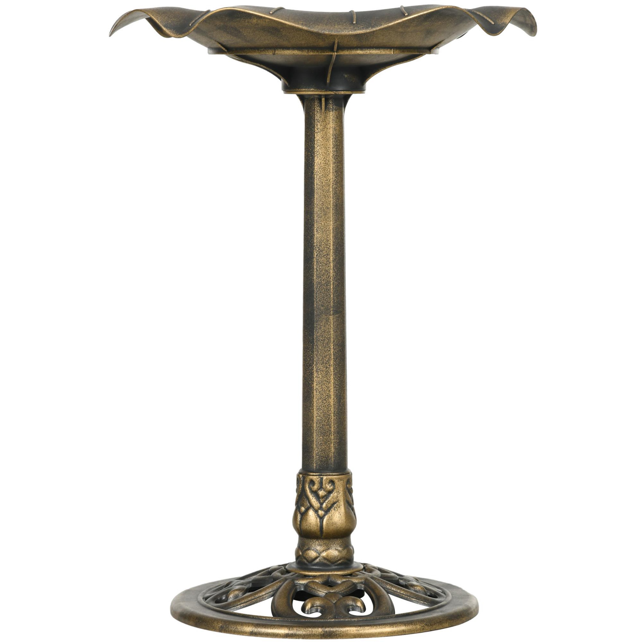 Voir la diapositive 4 : OUTSUNNY Bain d'oiseaux abreuvoir pour oiseaux mangeoire Ø 50 x 71H cm PP bronze antique