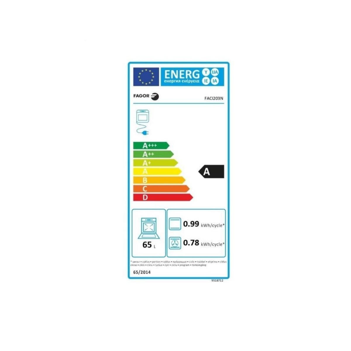 Fagor Cuisinière induction 65l 4 feux noir - FACI203N