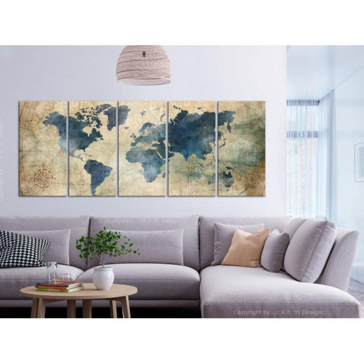 Paris Prix Tableau Imprimé 5 Panneaux  Retro Map Narrow