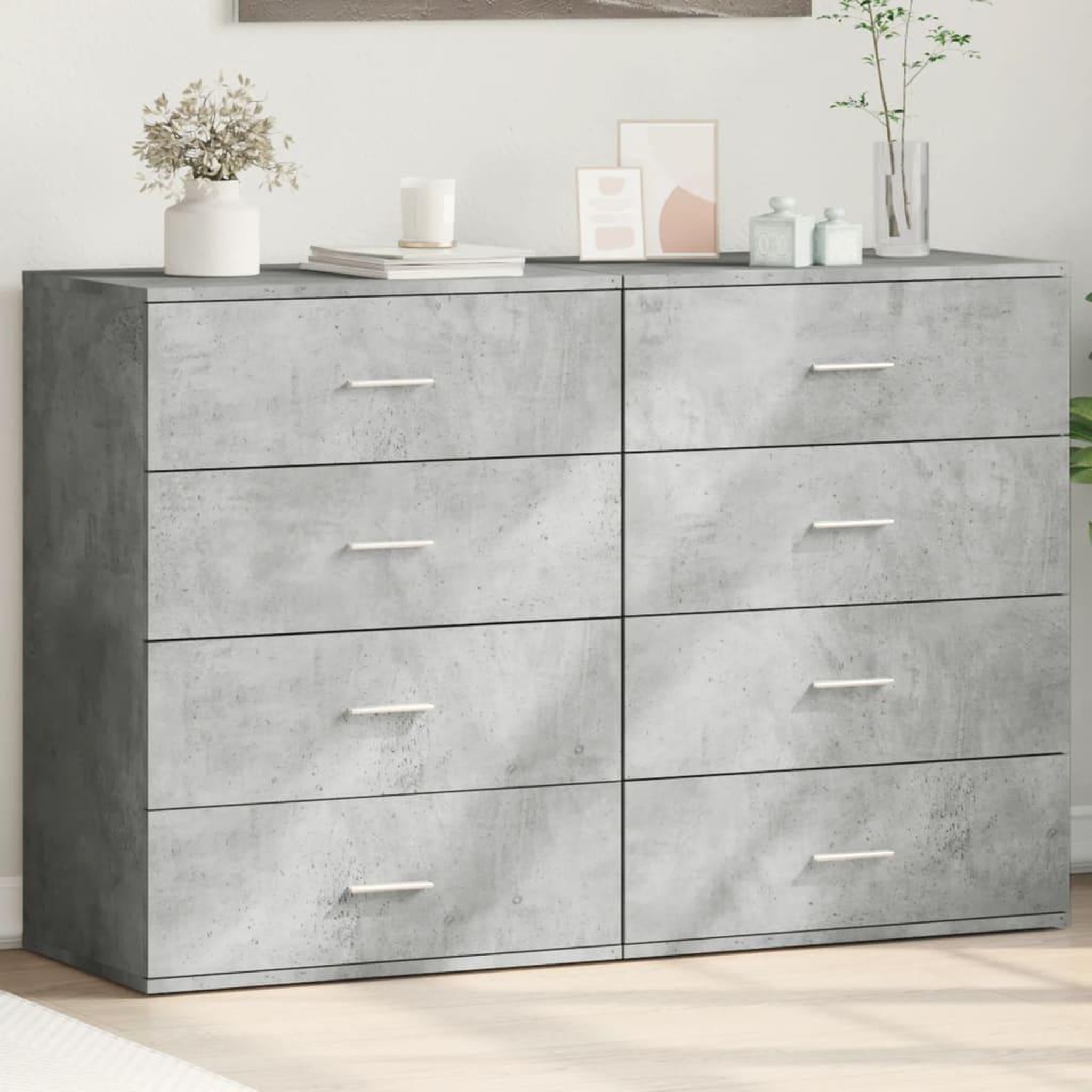 VIDAXL Buffets 2 pcs gris beton 60x39x80 cm bois d'ingenierie