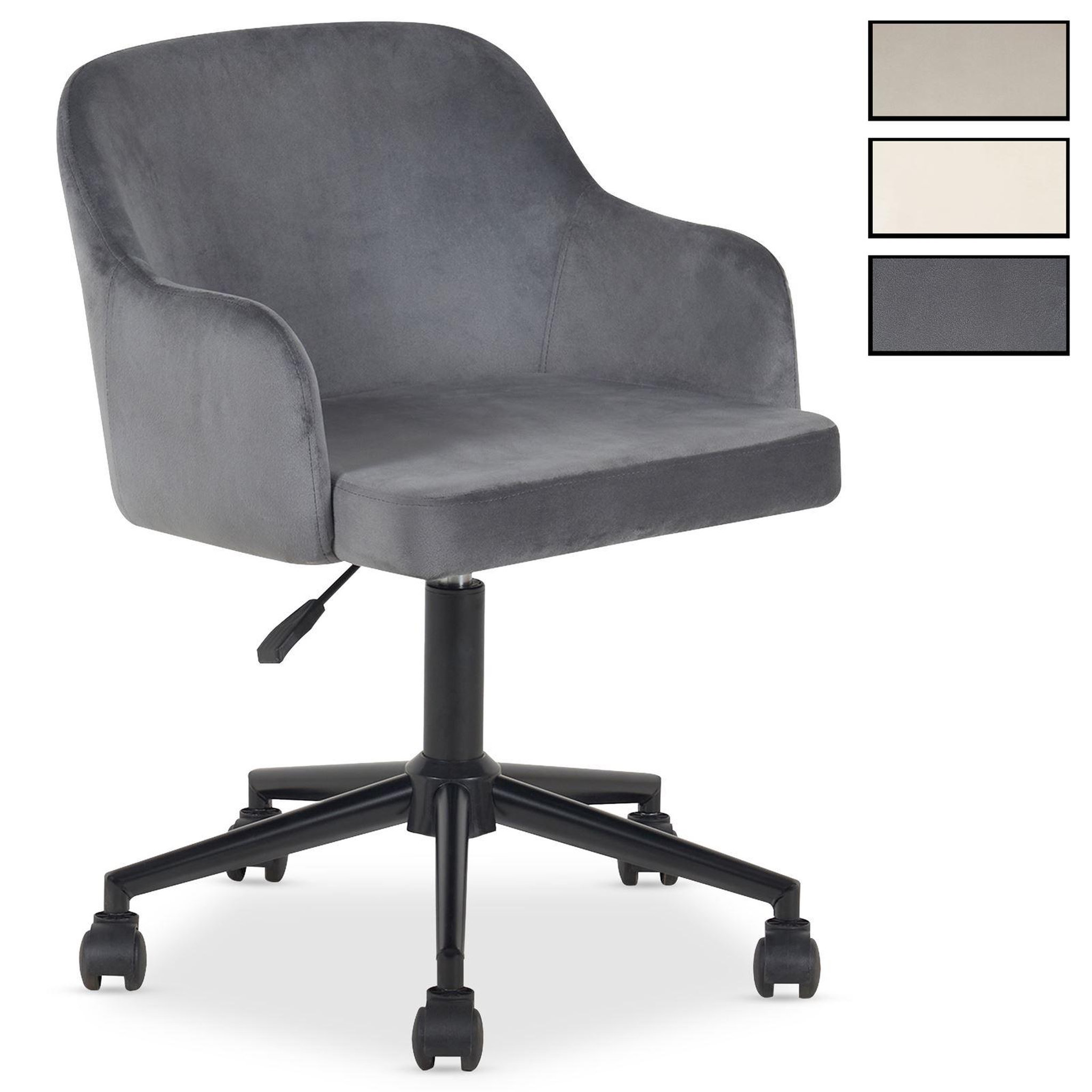 IDIMEX Chaise de bureau oliver en velours. Coloris disponibles : Blanc, Gris, Beige