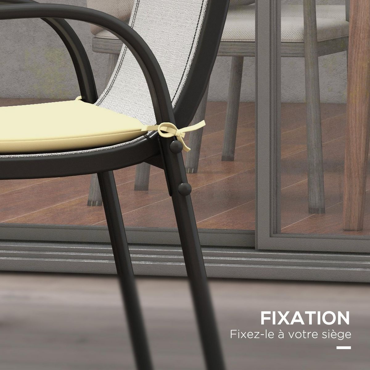 OUTSUNNY Lot de 6 coussins de chaises de jardin polyester beige