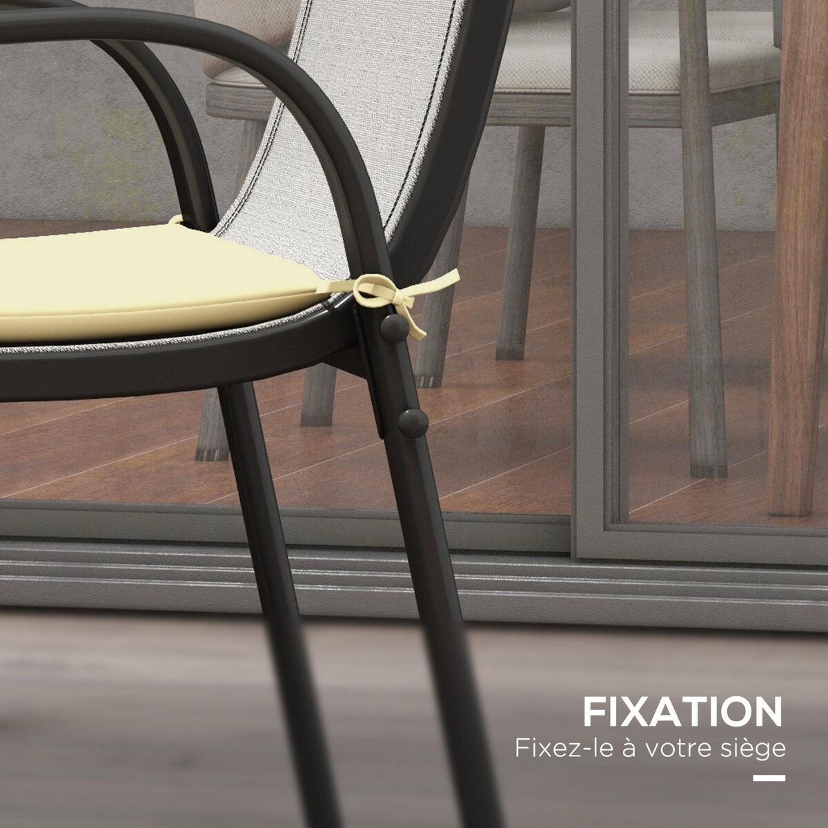 OUTSUNNY Lot de 6 coussins de chaises de jardin polyester beige