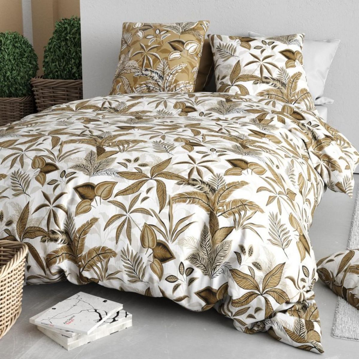 ATELIER DU COTON Housse de couette 240x220 KAHONI + 2 taies coton 57 fils