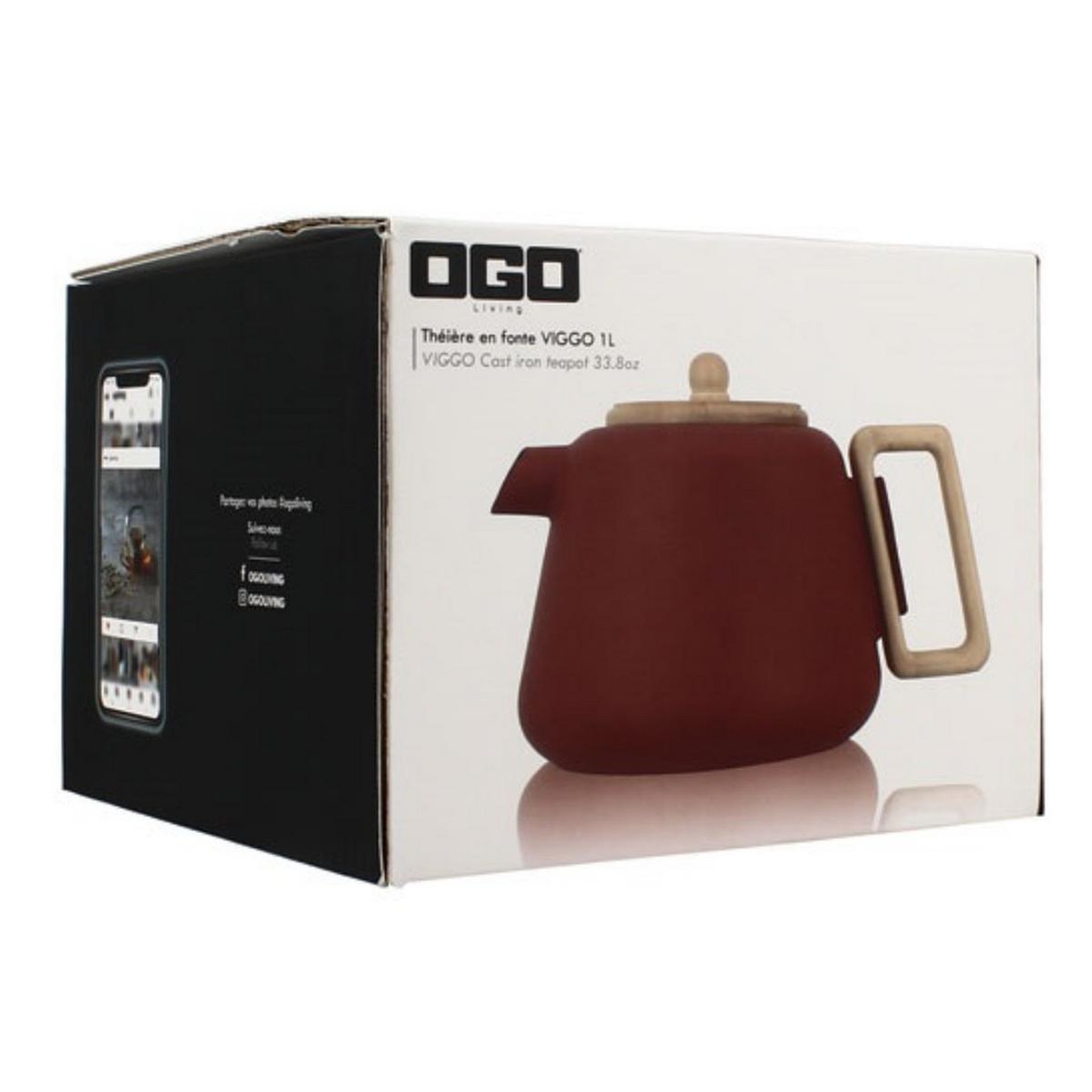 Voir la diapositive 4 : OGO LIVING Théière en fonte 1l paprika - 7912175