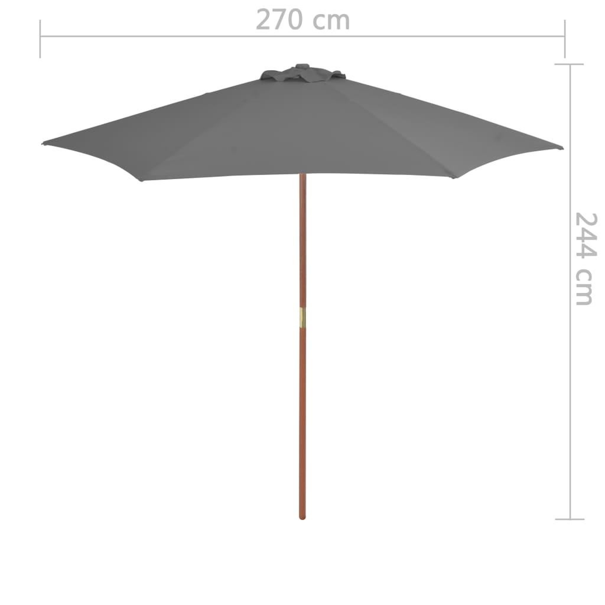 Voir la diapositive 6 : VIDAXL Parasol d'exterieur avec mat en bois 270 cm Anthracite