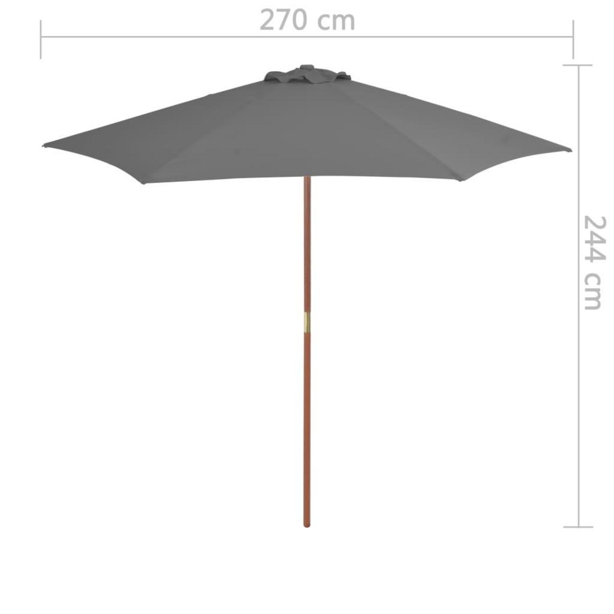 VIDAXL Parasol d'exterieur avec mat en bois 270 cm Anthracite