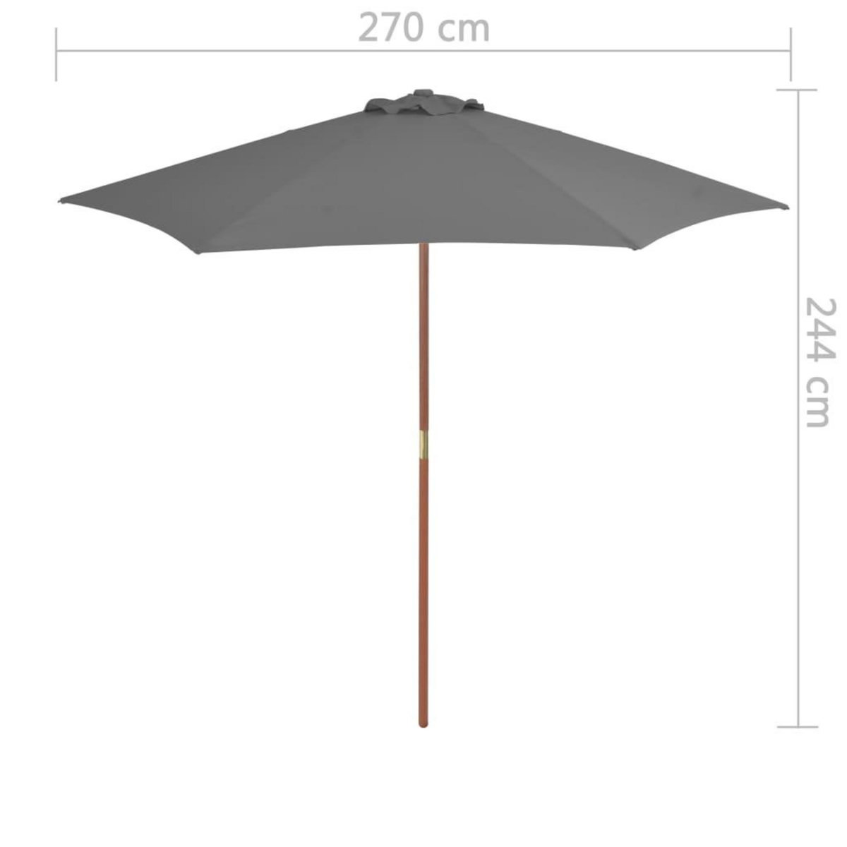 VIDAXL Parasol d'exterieur avec mat en bois 270 cm Anthracite