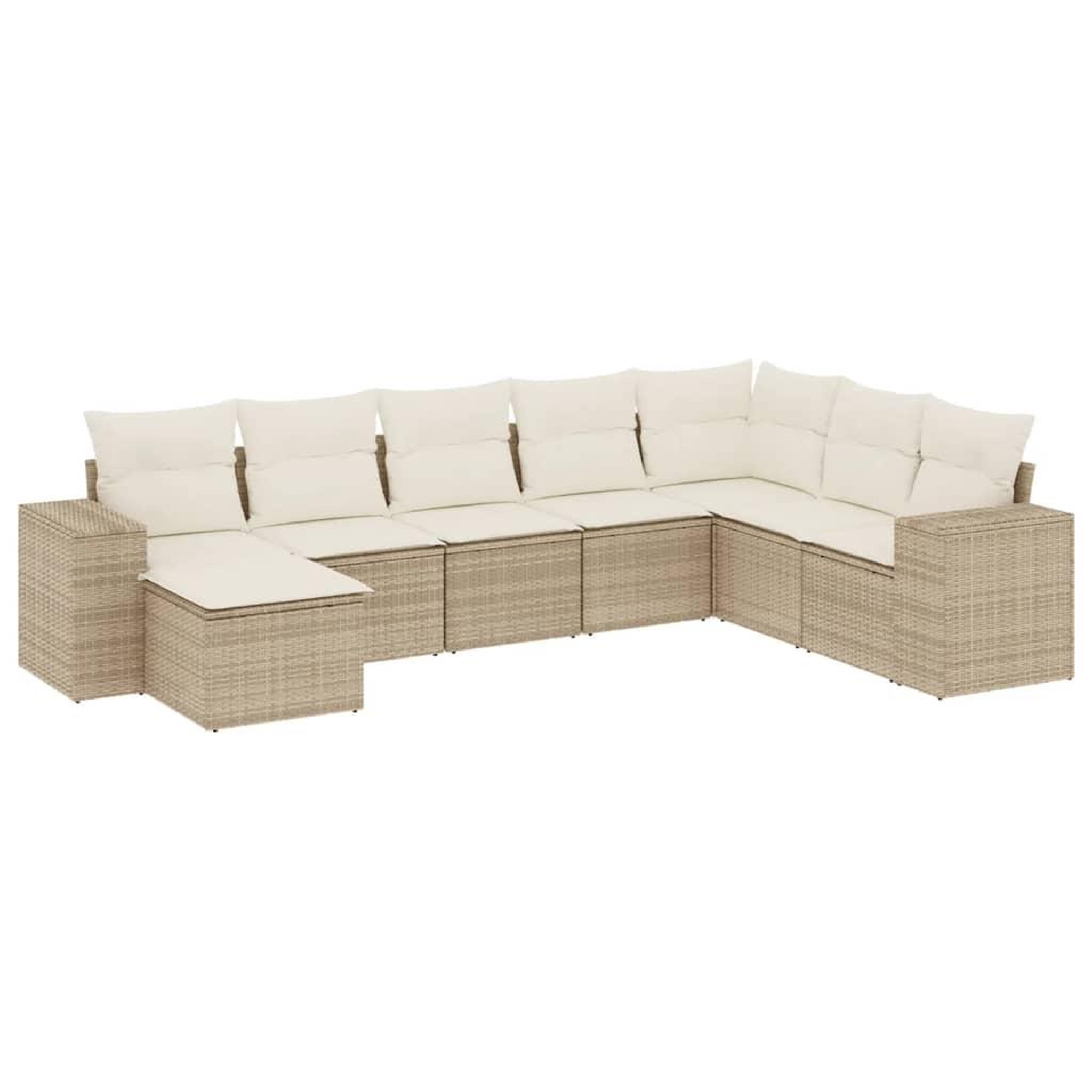 Voir la diapositive 2 : VIDAXL Salon de jardin avec coussins 8 pcs beige resine tressee