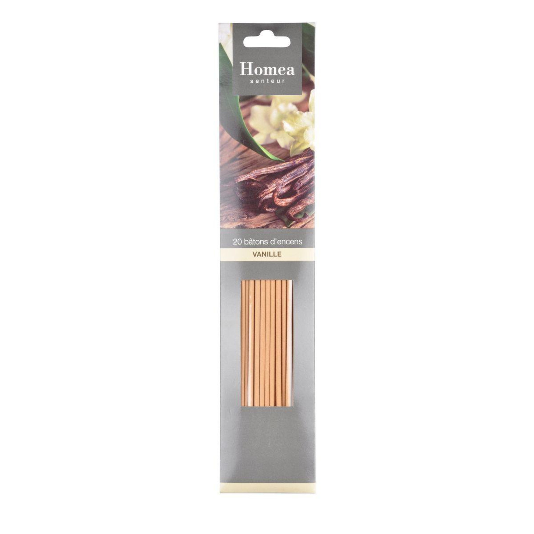 Voir la diapositive 2 : HOMEA Lot de 20 bâtons d'encens  essentiel  25cm vanille