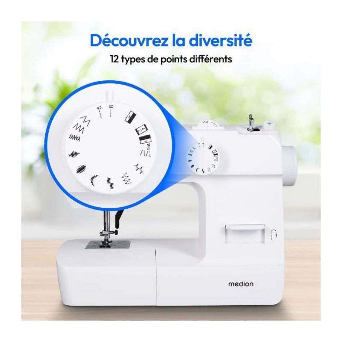 Medion Machine a Coudre - MEDION - SM 70 - 71W - 12 Points - 700 tr/min - LED - Blanc
