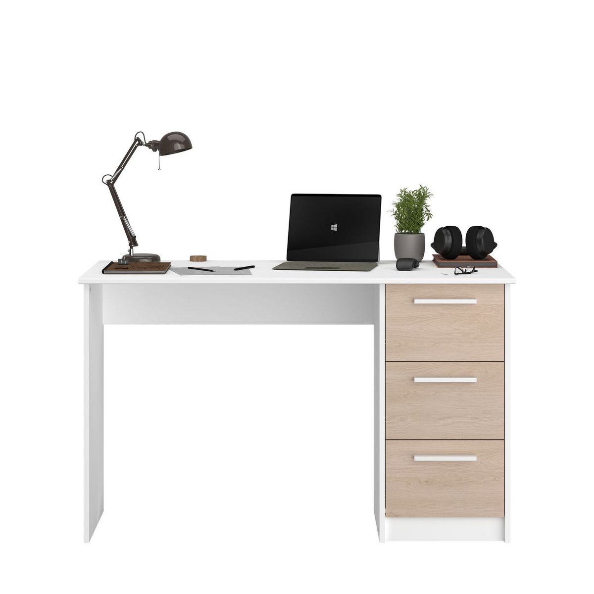 Bureau enfant droit 3 tiroirsL121 x H74 x P55cm STUDY