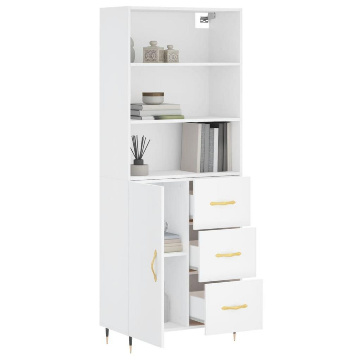 VIDAXL Buffet haut Blanc 69,5x34x180 cm Bois d'ingenierie