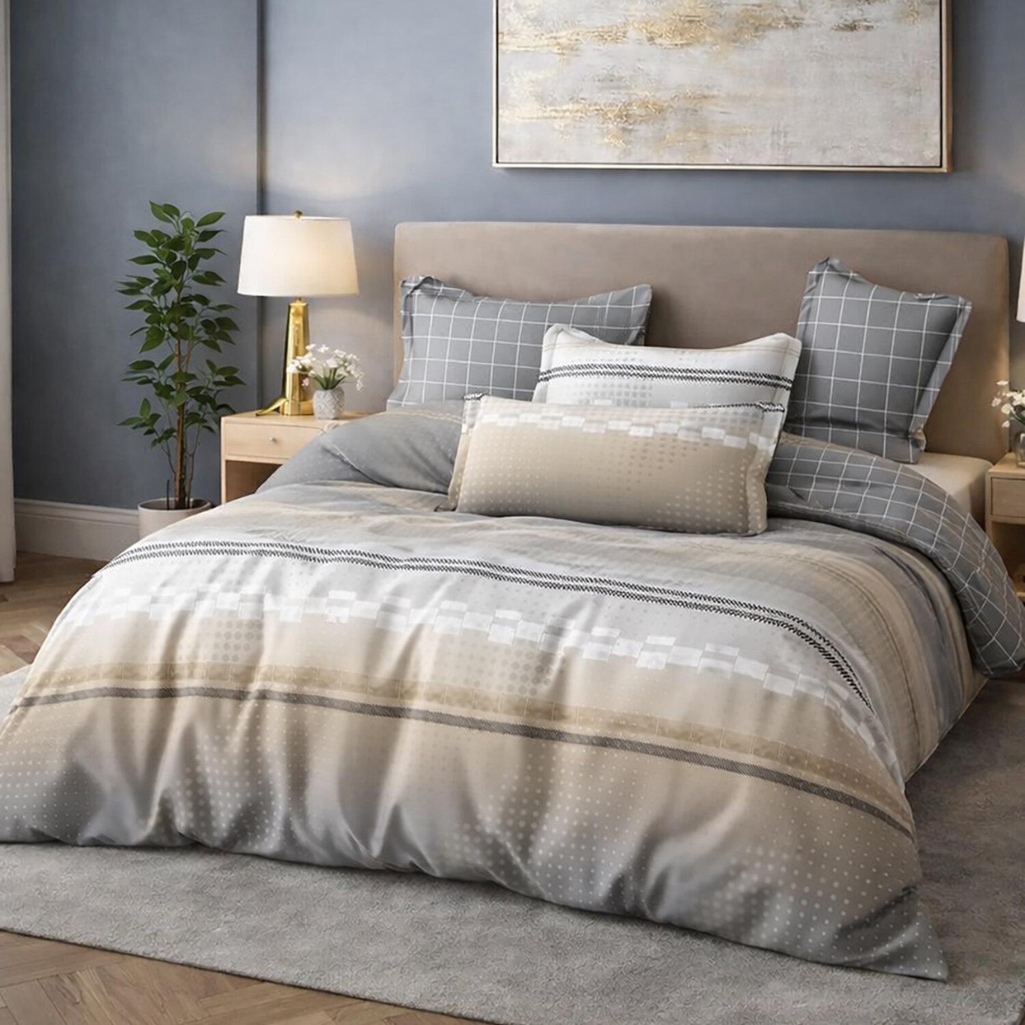 Voir la diapositive 2 : Home collection Parure housse de couette en coton 57 fils Strate