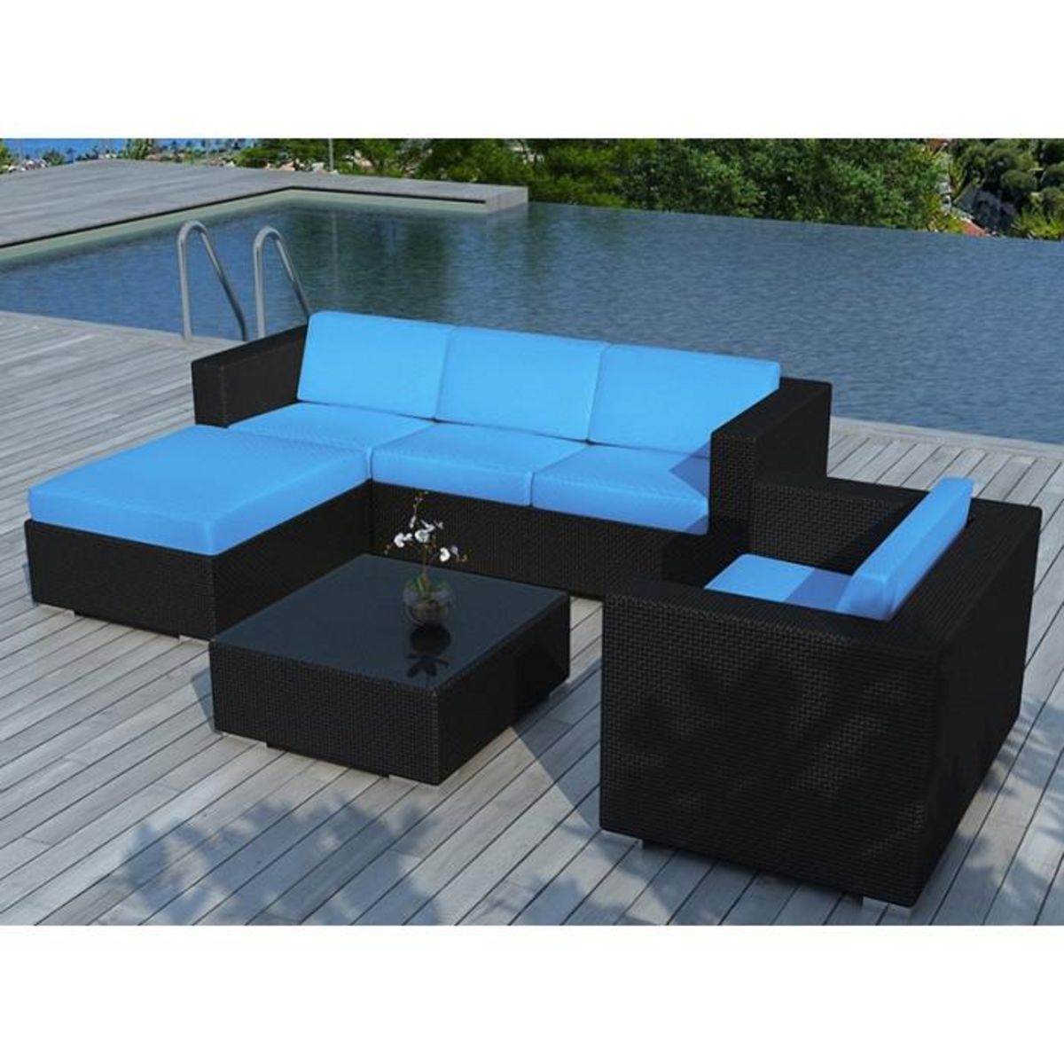 Paris Prix Salon de Jardin en Résine  Valentino  82cm Bleu & Noir